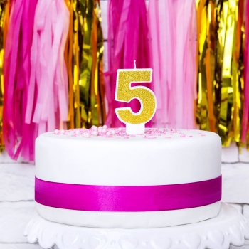 Number Candle - 5 - Gold